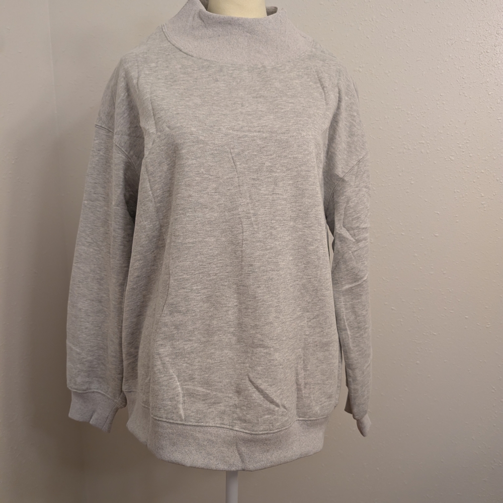 Trendy Queen Womens Oversized Sweatshirts Turtleneck Color Gray Size L NWT